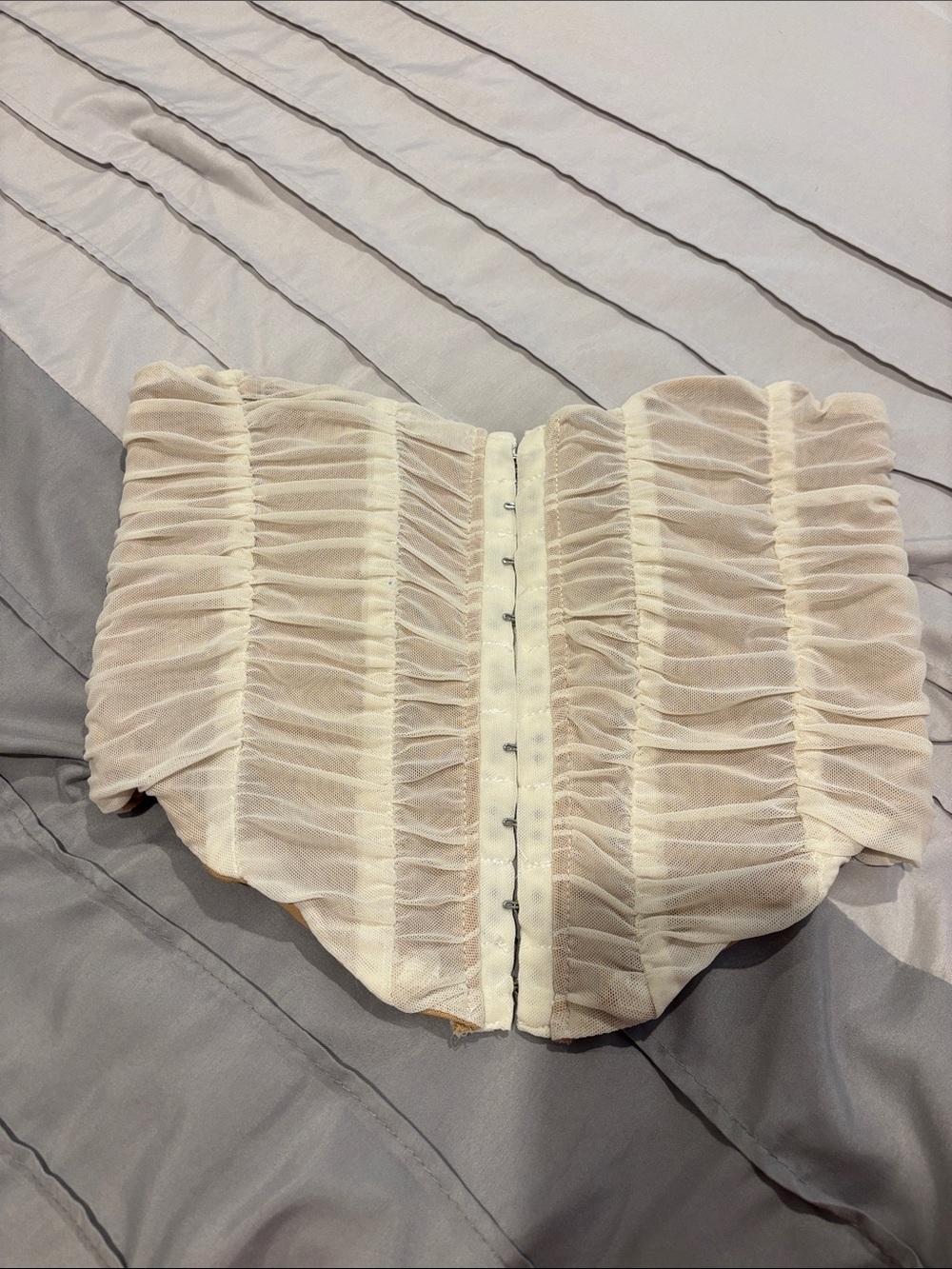 Ruched Cream Strapless Bustier Top